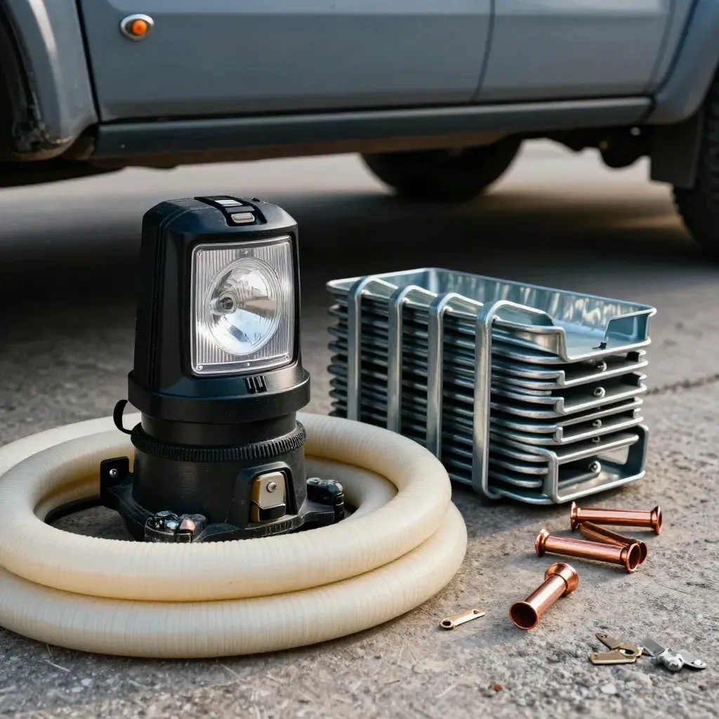Highway contractor kit with duct rod coil, cleat tray, ferrules and site beacon base